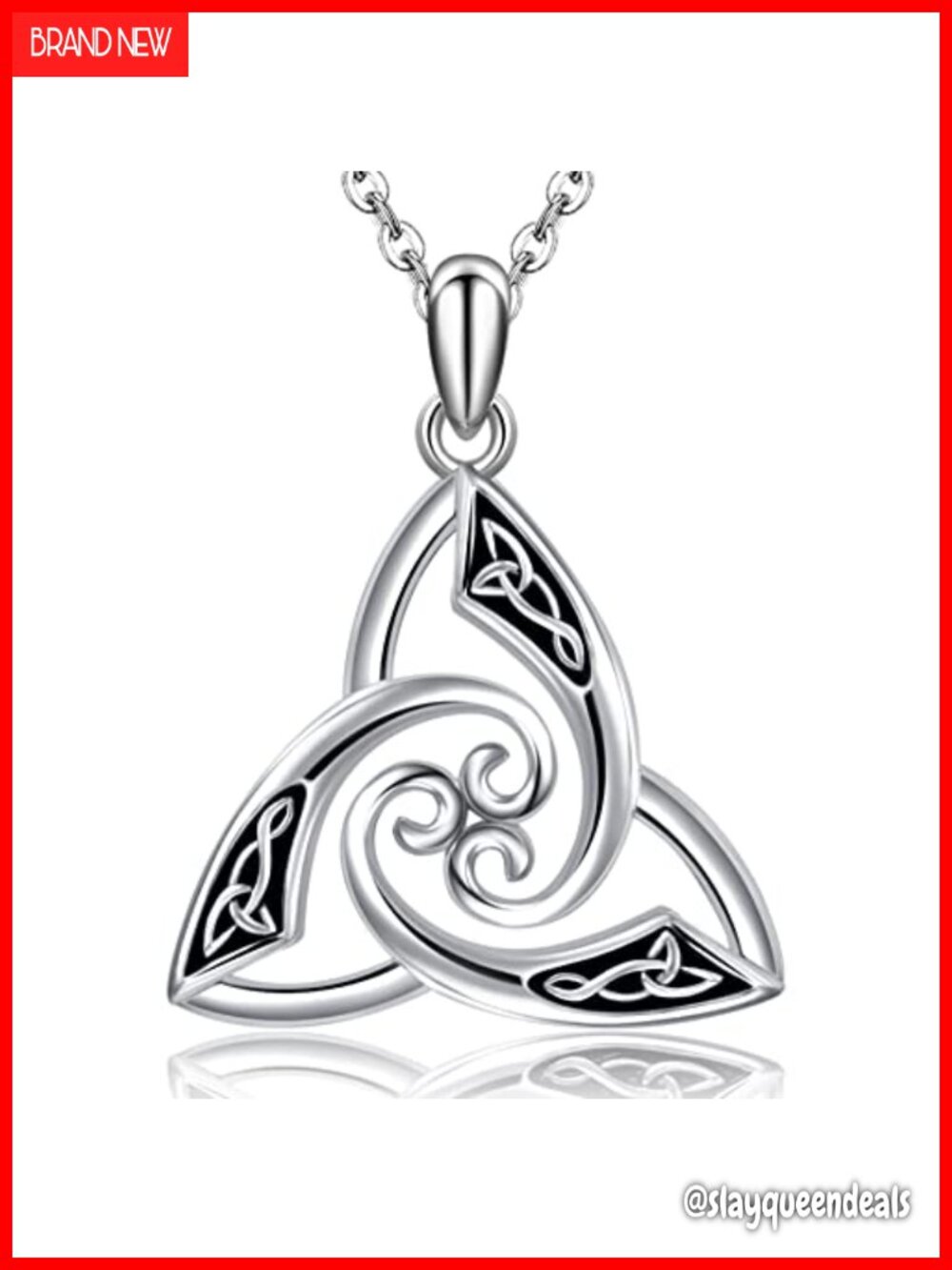 925 Sterling Silver Celtic Trinity Knot Pendant Necklace Irish Trinity
